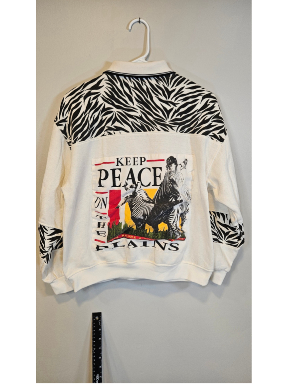 Vintage Gitano Zebra Sweatshirt M Keep Peace Plains Wildlife 80s 90s Pullover